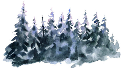 Hand painting watercolor christmas trees
