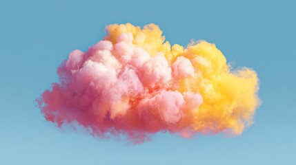 Pastel cloud pink, yellow, & peach fluff against clear blue sky