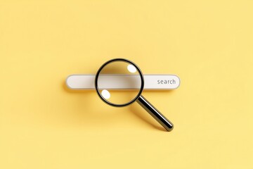 Magnifying Search Query: A detailed shot of a magnifying glass over a search bar, evoking the essence of information gathering. The image highlights focus and precision in the digital era. 