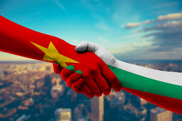 Shaking hands Vietnam and Bulgaria