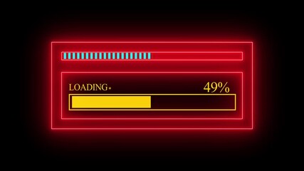 Red Neon Loading Bar with Yellow Progress Indicator and 24 Percent Text percentage