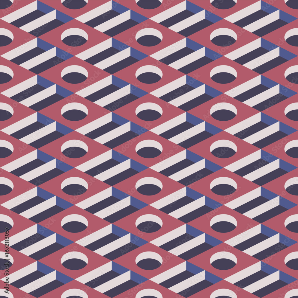 Poster geometric isometric circle hole shape repeatable surface textile pattern