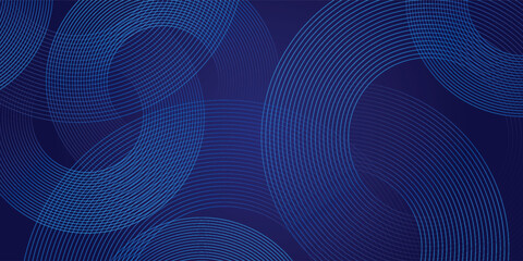 Modern abstract blue background with circular lines. Geometric stripe line art design for poster