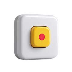 Square button, yellow and white, 3D style