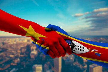 Shaking hands Vietnam and Eswatini