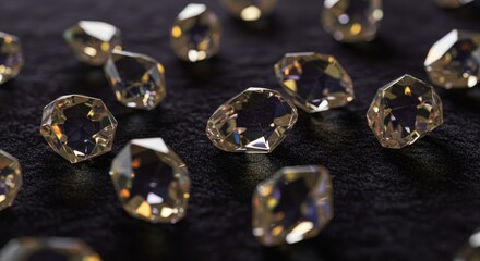 Scattered Golden Yellow Diamonds on Dark Textured Surface