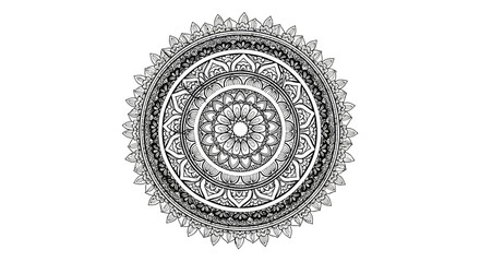 Balanced Symmetrical Mandala with Clear Central Motif, Detailed Design for Focus and Artistic Expression, Isolated White Background