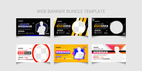 Multipurpose company live webinar web banner template and youtube thumbnail template with bundle set. Webinar web banner or video thumbnail template design bundle.