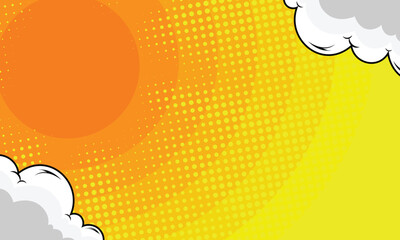 abstract comic background with dot halftone on yellow