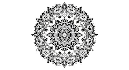 Richly Detailed Traditional Mandala, Complex Dark Pattern for Meditation and Cultural Design, Isolated White Background
