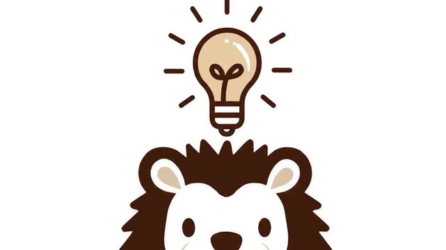 Cute hedgehog with lightbulb idea illustration