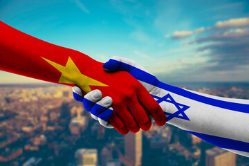 Shaking hands Vietnam and Israel