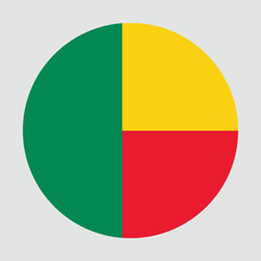 Benin National Flag Circular Icon on Grey Background