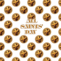 Fototapeta premium All Saints Day Pattern with Golden Crosses on a White Background