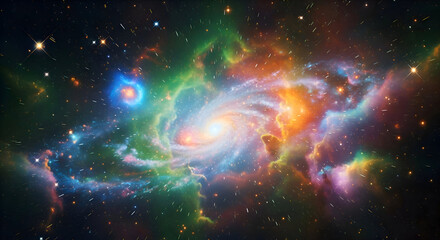 Obraz premium Stunning Colorful Spiral Galaxy in Deep Space