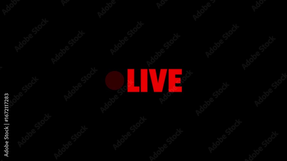 Poster neon live text animation. glowing live text motion graphic. video recording. camera recording icon 4