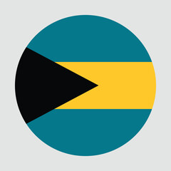 Bahamas National Circular Flag Isolated on  grey Background
