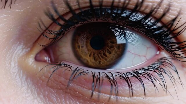 Extreme Close-Up Examination of Female Human Visual Organ Displaying Anatomical Details