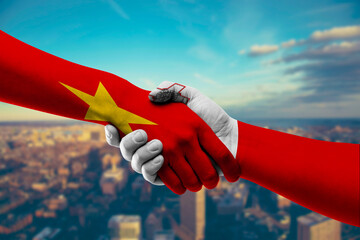 Shaking hands Vietnam and Malta