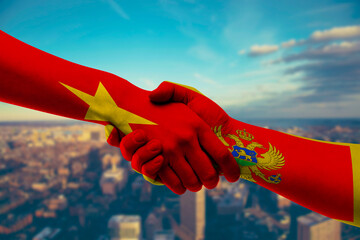 Shaking hands Vietnam and Montenegro