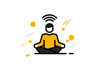 Person in meditative pose yellow figure calm illustration