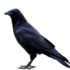 Fototapeta premium dark feathered mystery a solitary black crow perch isolated on white background, png, ai generated.