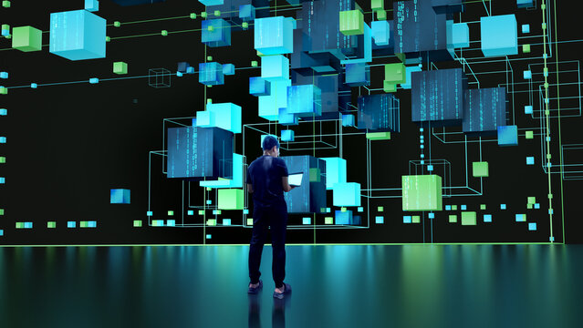 3d render technology concept, cyber security, safety, digital transformation, finance, large language model, LLM, black box