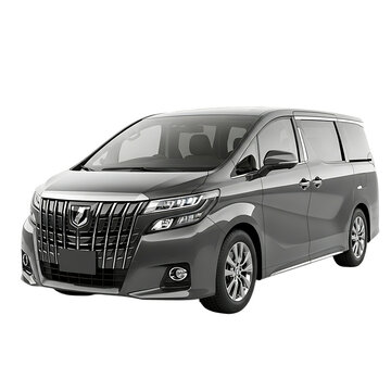 Gray minivan isolated on transparent background