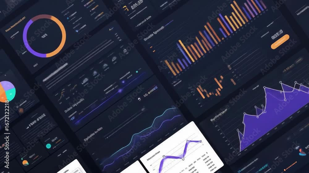 Poster Dark Pixel Art Data Visualization Charts and Graphs