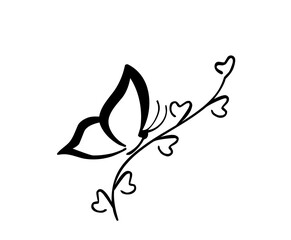  heart butterfly and flower