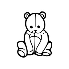 simple baby bear toy line art