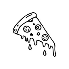 cheesy pizza line art drawing