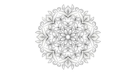 Elegant floral-inspired symmetrical mandala illustration on isolated white background