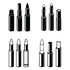 Obraz premium Black white vector illustration lipsticks