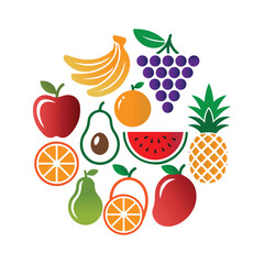 Apple Banana Orange Avocado Lemon Pineapple