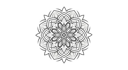 Graceful Stylized Floral Mandala Design with Flowing Petal Shapes, isolated white background