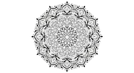 Exceptionally Intricate Meditative Mandala Illustration with Detailed Textures, isolated white background
