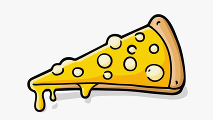 Cheesy Pizza Slice with Melting Topping on White Background
