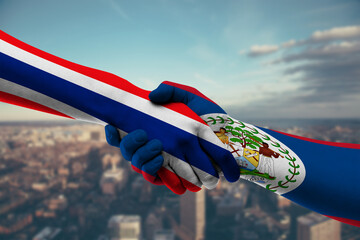 Shaking hands Thailand and Belize
