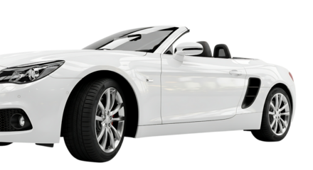 White convertible sports car isolated on transparent background