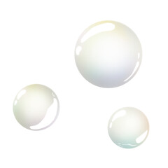 Three transparent soap bubbles with a pearlescent sheen illustration