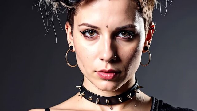 Edgy woman portrait studio shot