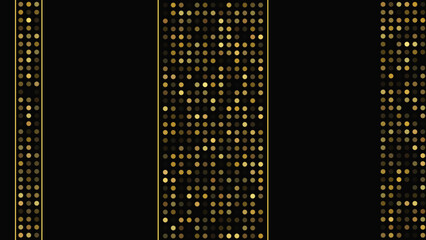 Dark background with golden lines and glittering dots