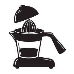 black and white silhouette of a citrus juicer vector on a white background