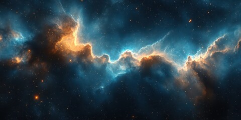 Fototapeta premium Nebula with vibrant colors and dazzling stars filling the cosmic expanse