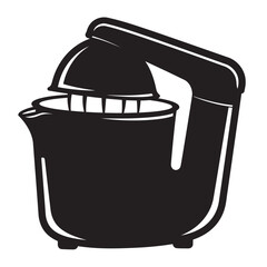 black and white silhouette of a citrus juicer vector on a white background