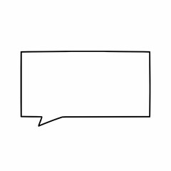 Blank Rectangular Speech Bubble Outline on White Background talk conversation