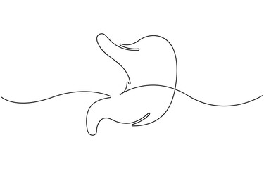 Obraz premium Single line drawing stomach icon .