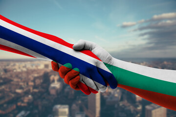 Shaking hands Thailand and Bulgaria