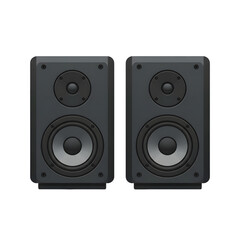 Audio Speakers: A pair of modern audio speakers set against a simple backdrop, perfect for illustrating sound, music, and technology concepts. 